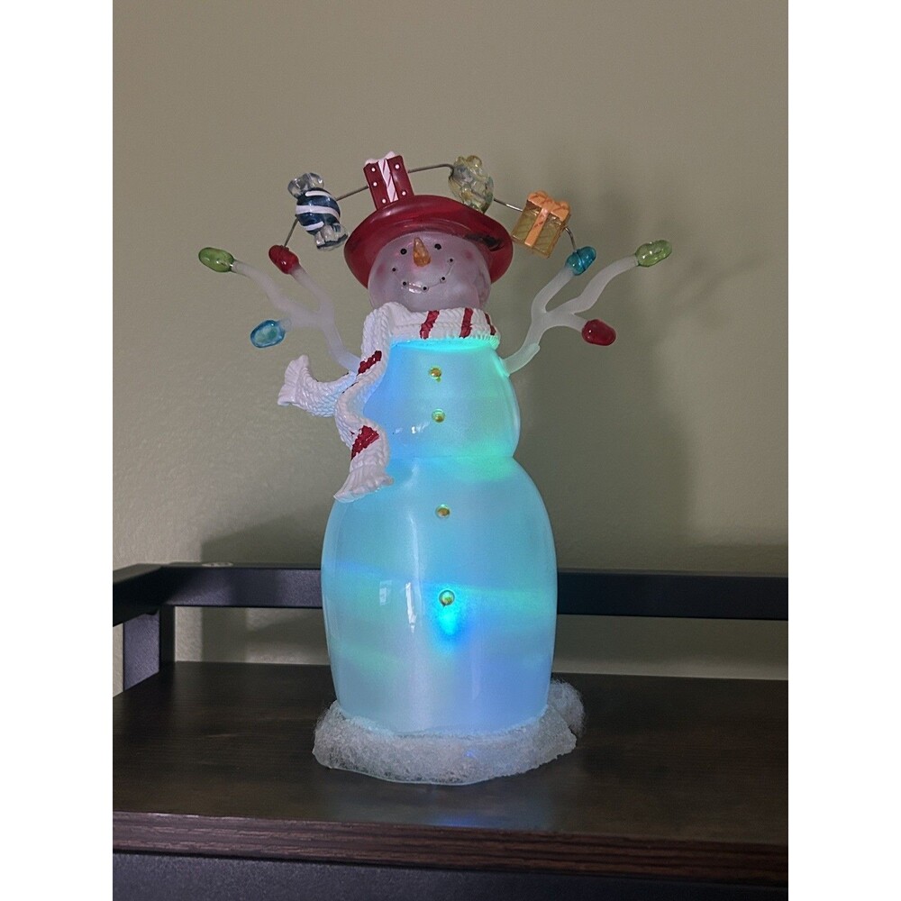 Vintage 8” JCPenney LED Acrylic Snowman Color Changing Christmas Decor no box